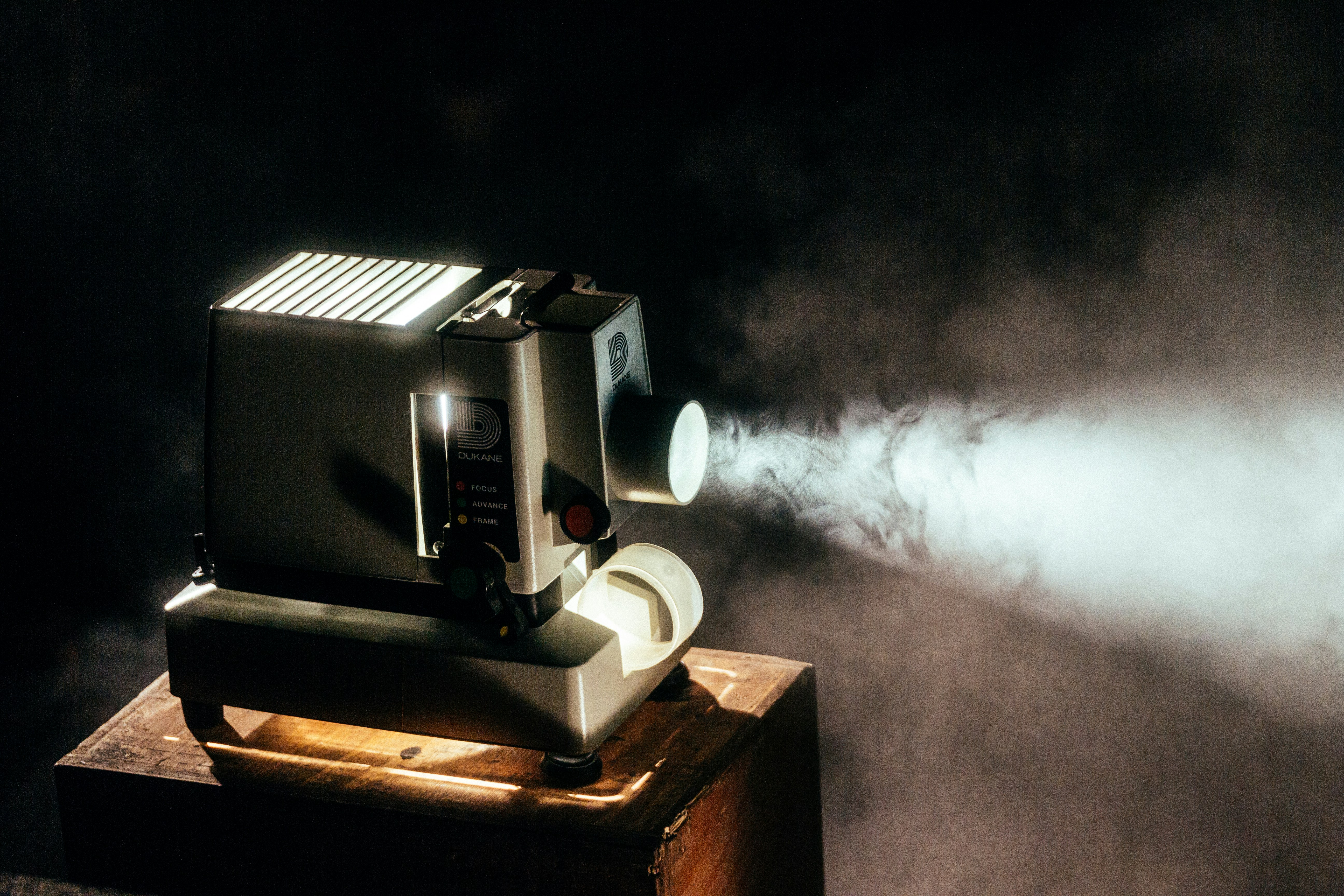 A projector illuminating a film